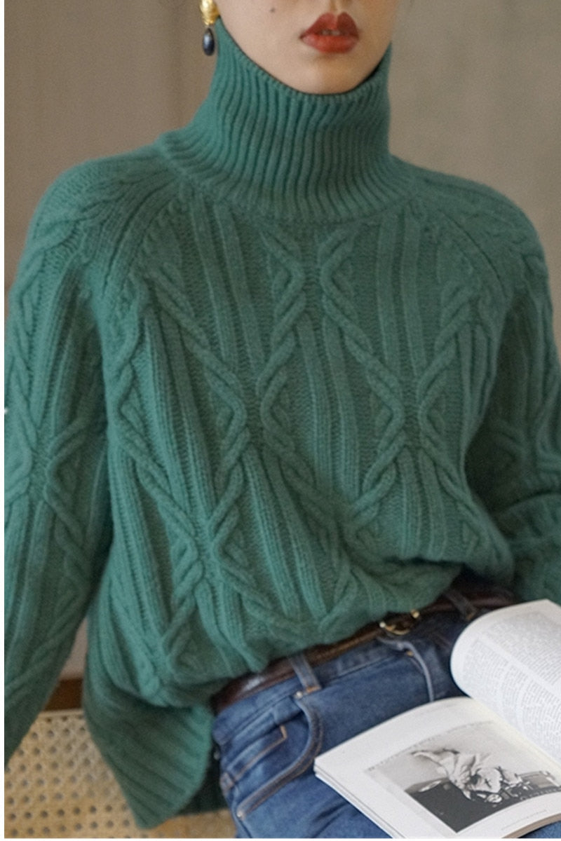 CableFashion - Hochgeschlossener Kaschmir-Pullover