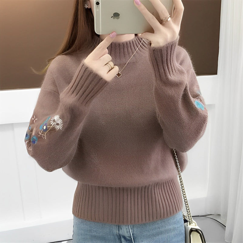 Cashmere Blume Ärmel Pullover