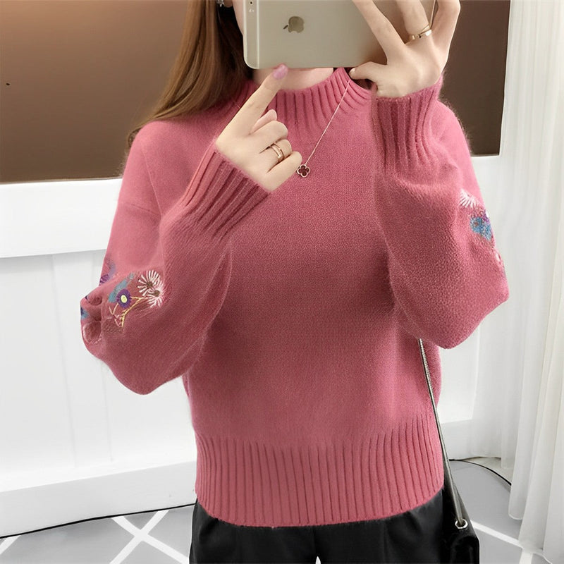 Cashmere Blume Ärmel Pullover