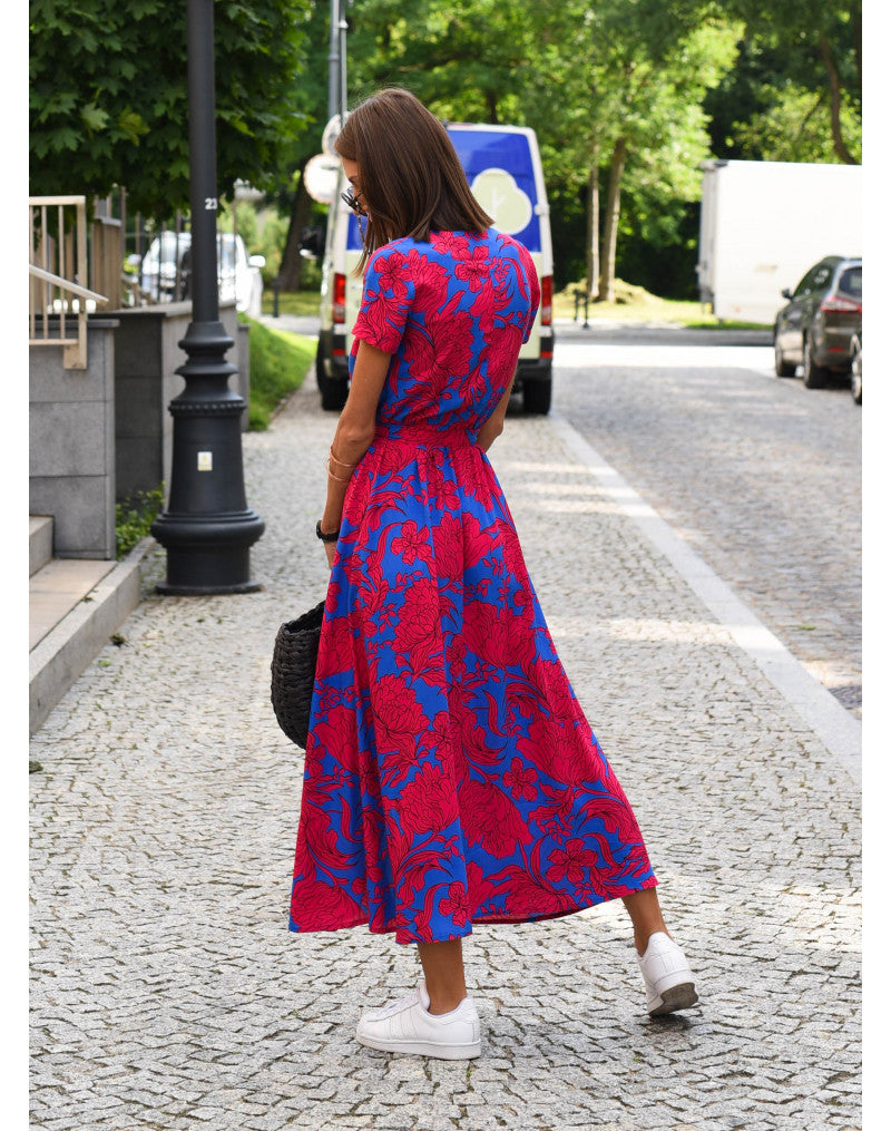 Cendy - Sommerkleid mit V-Ausschnitt und kurzen Ärmeln