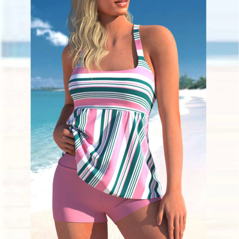 Heat Wave Sexy gestreifter Druck Tankini