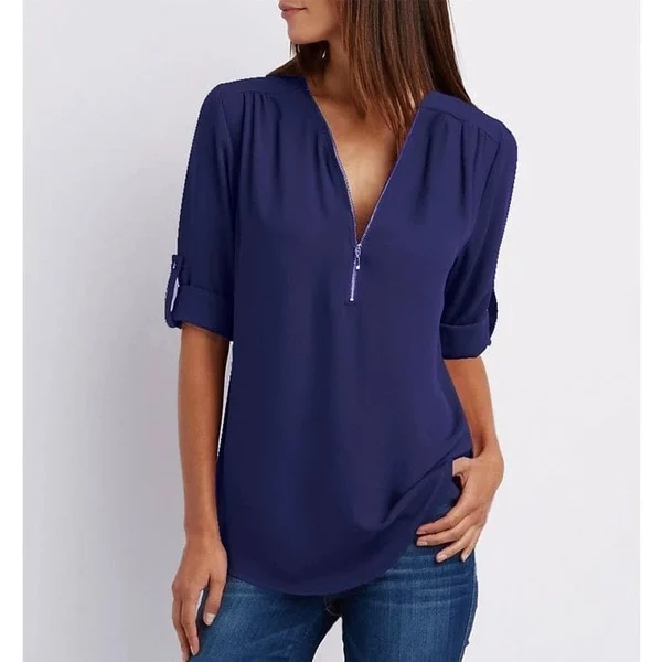 Chaira - Elegante V-Ausschnitt Bluse