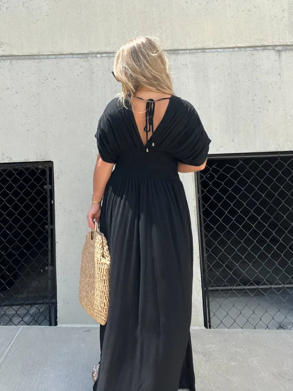 Cara - Schlitz V-Ausschnitt Maxi Eleganz