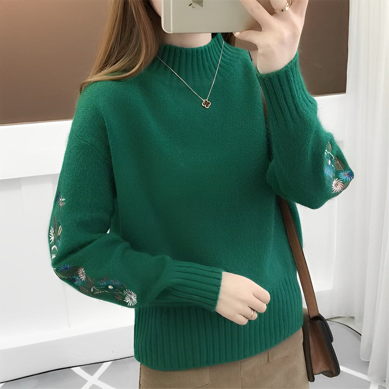 Cashmere Blume Ärmel Pullover