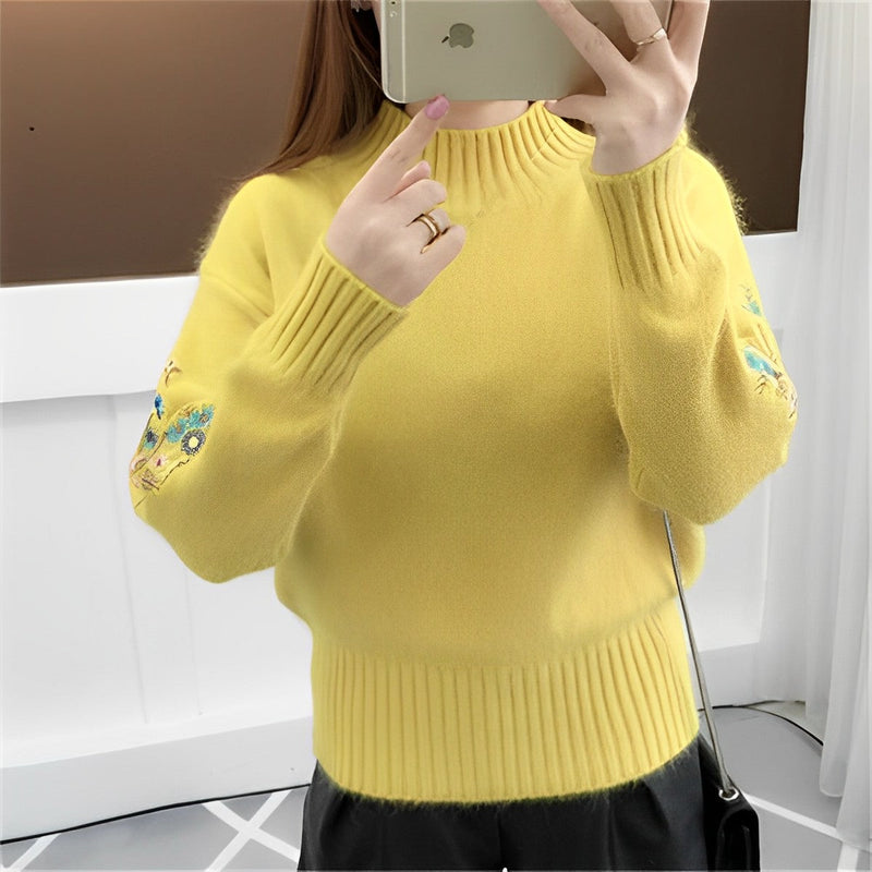 Cashmere Blume Ärmel Pullover