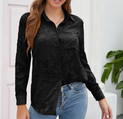 Ciara Spitze durchsichtig Button-Down-Bluse