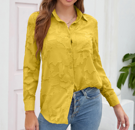 Ciara Spitze durchsichtig Button-Down-Bluse